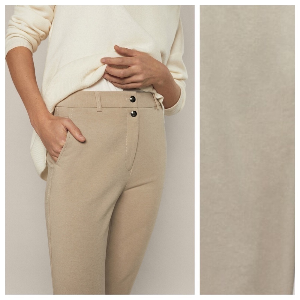 NWT. Massimo Dutti Cream/Gray Viscose/Wool Mid-waist Skinny Fit Trousers Size 4. - Picture 4 of 9